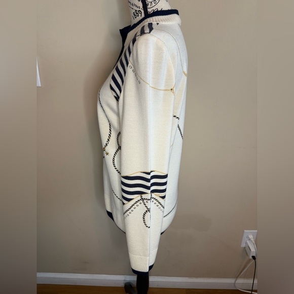 St John Sport Cream and Navy Nautical embellished Women's Cardigan - Picture 7 of 10